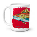 Fish - Red Fish Woo Hoo Ceramic Coffee Mug 15 oz Decorative Large C Handle Mug Cup for Tea, Cocoa Hot Chocolate