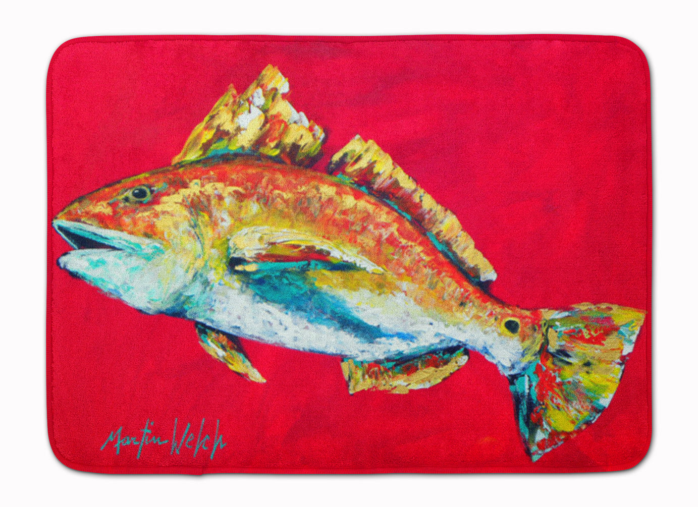 Fish - Red Fish Woo Hoo Memory Foam Kitchen Mat Machine Washable Anti-Fatigue Cushion Comfort Bath or Kitchen Rug