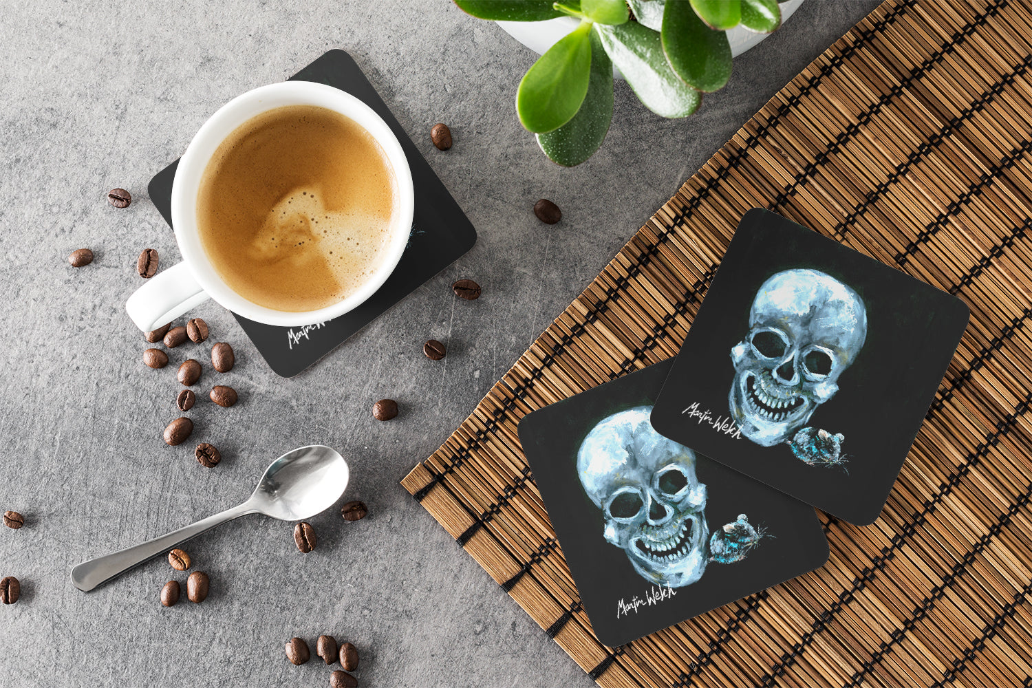 Ekk A Meece Foam Coasters Set of 4 Cup Coasters for Indoor Outdoor, Tabletop Protection, Anti Slip, Mouse pad Material
