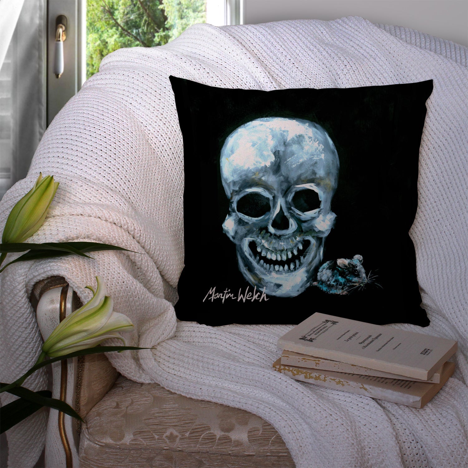 Ekk A Meece Decorative Throw Pillow 14x14 Indoor Outdoor Accent Cushion, Fabric Cover with Insert for Sofa, Bed, Porch & Living Room