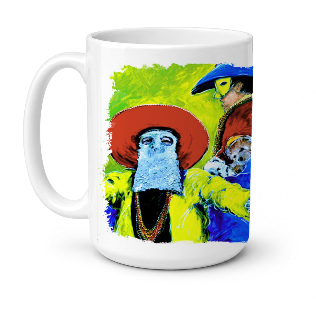 Mardi Gras Ceramic Coffee Mug 15 oz Decorative Large C Handle Mug Cup for Tea, Cocoa Hot Chocolate