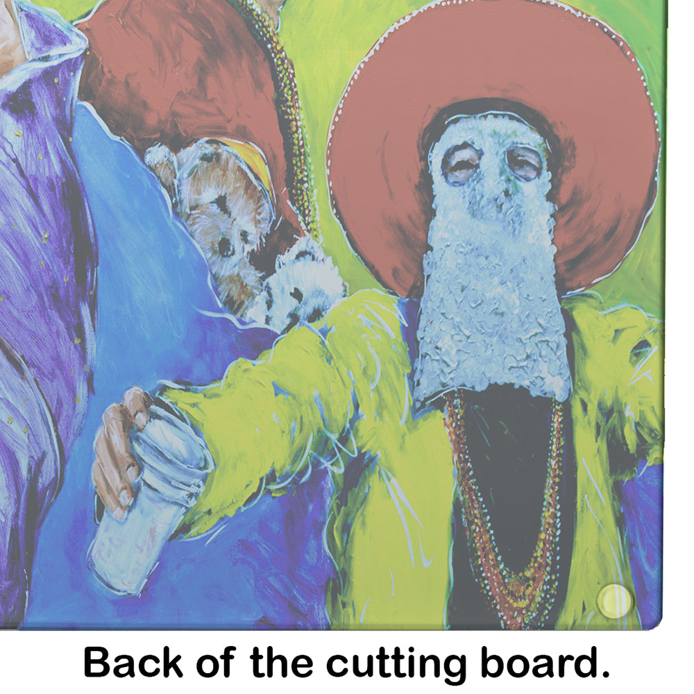 Mardi Gras Cutting Board Tempered Glass Kitchen Cutting Surface, Heat Resistant Chopping, Non-Slip Feet, Food Prep & Serving