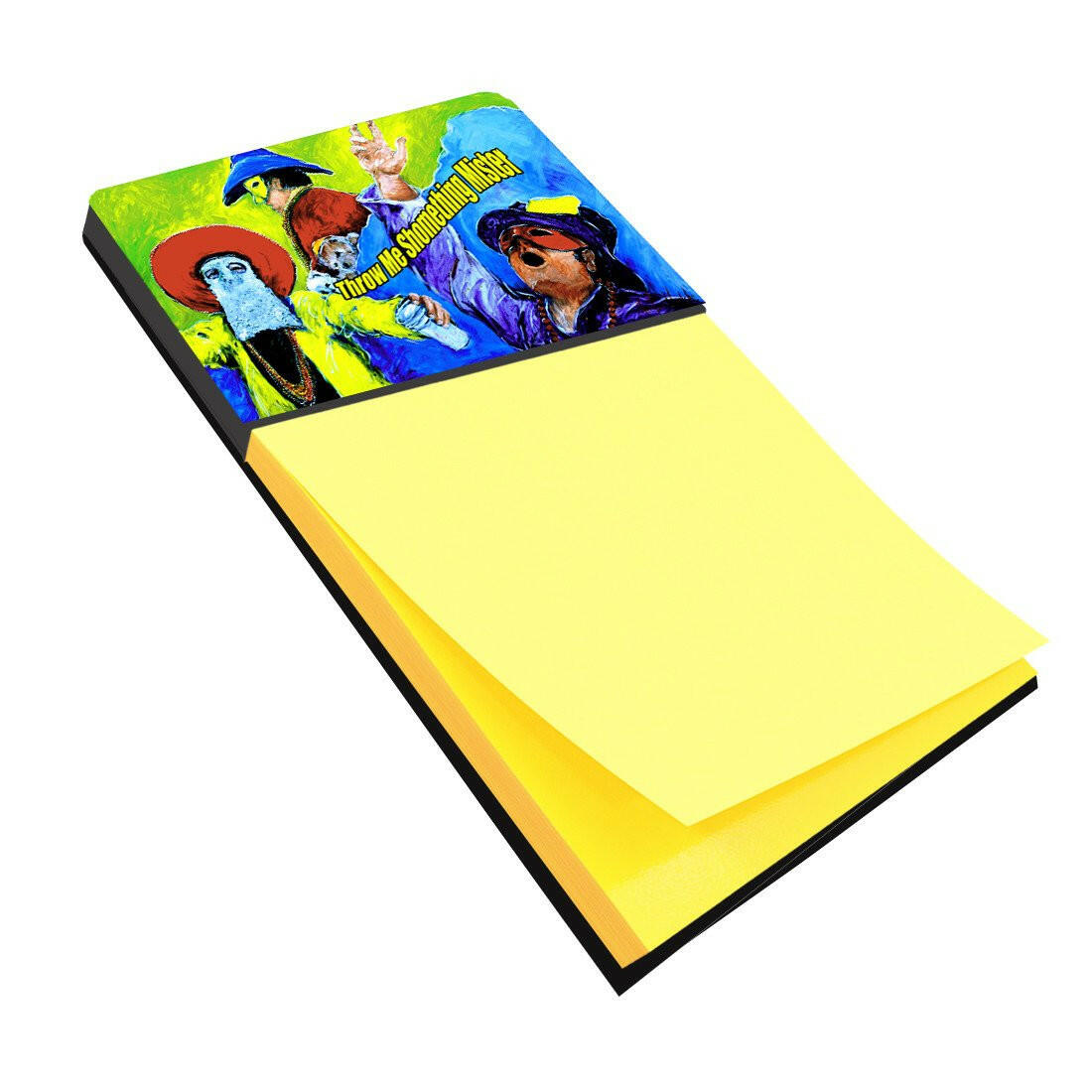 Mardi Gras Throw me something mister Watercolor Sticky Note Holder Refillable Dispenser Desk Accessory 3x3 Pad Gift
