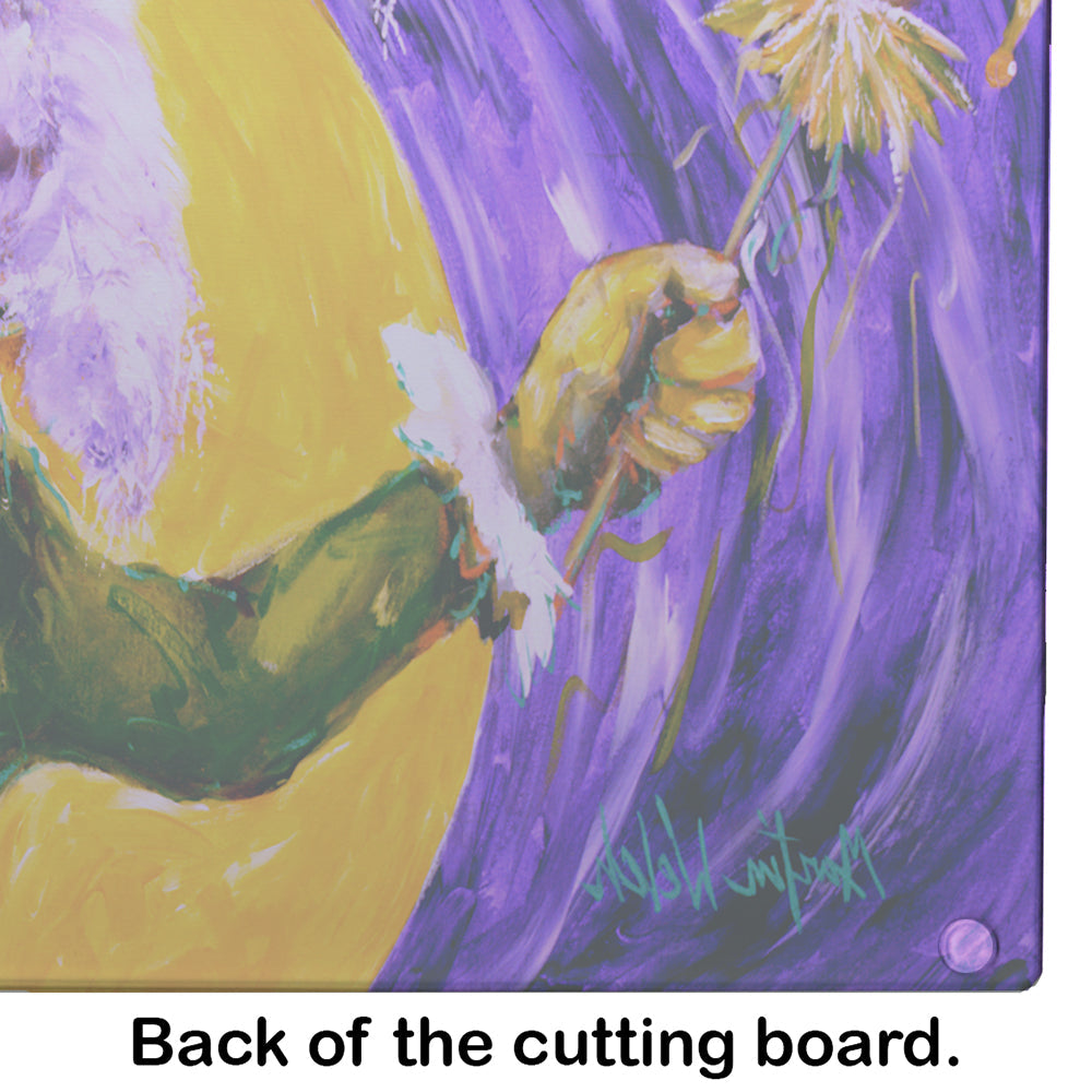 Mardi Gras Hey Mister Cutting Board Tempered Glass Kitchen Cutting Surface, Heat Resistant Chopping, Non-Slip Feet, Food Prep & Serving