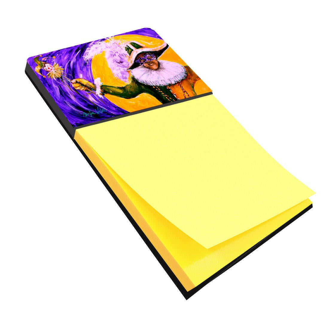 Mardi Gras Hey Mister Watercolor Sticky Note Holder Refillable Dispenser Desk Accessory 3x3 Pad Gift