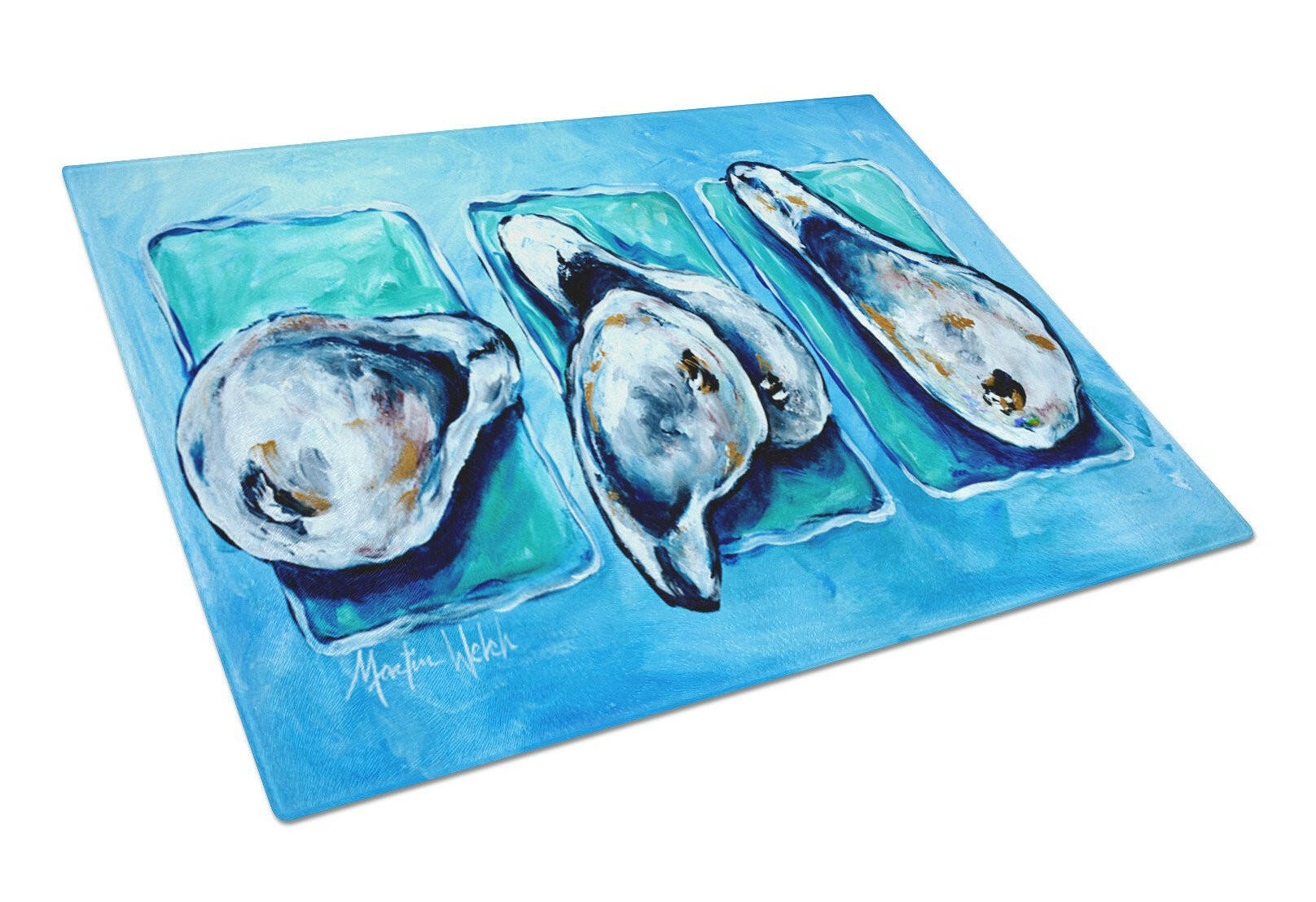 Oysters Oyster + Oyster = Oysters Cutting Board Tempered Glass Kitchen Cutting Surface, Heat Resistant Chopping, Non-Slip Feet, Food Prep & Serving