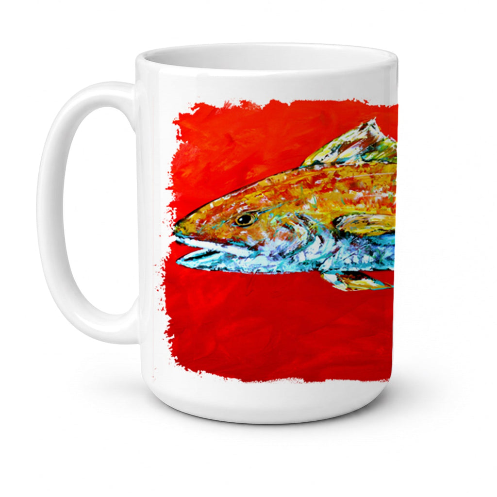 Fish - Red Fish Red Head Ceramic Coffee Mug 15 oz Decorative Large C Handle Mug Cup for Tea, Cocoa Hot Chocolate