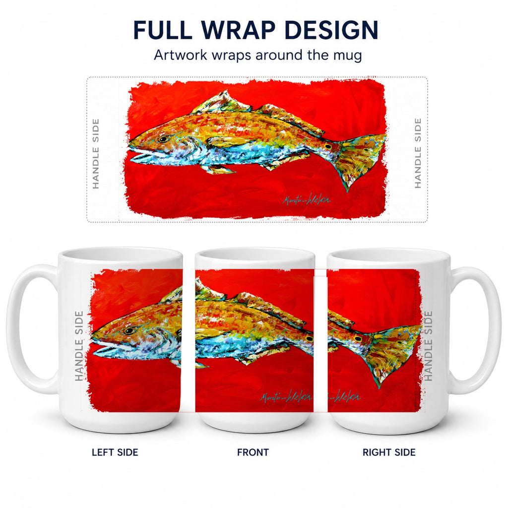 Fish - Red Fish Red Head Ceramic Coffee Mug 15 oz Decorative Large C Handle Mug Cup for Tea, Cocoa Hot Chocolate