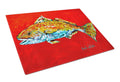 Fish - Red Fish Red Head Cutting Board Tempered Glass Kitchen Cutting Surface, Heat Resistant Chopping, Non-Slip Feet, Food Prep & Serving