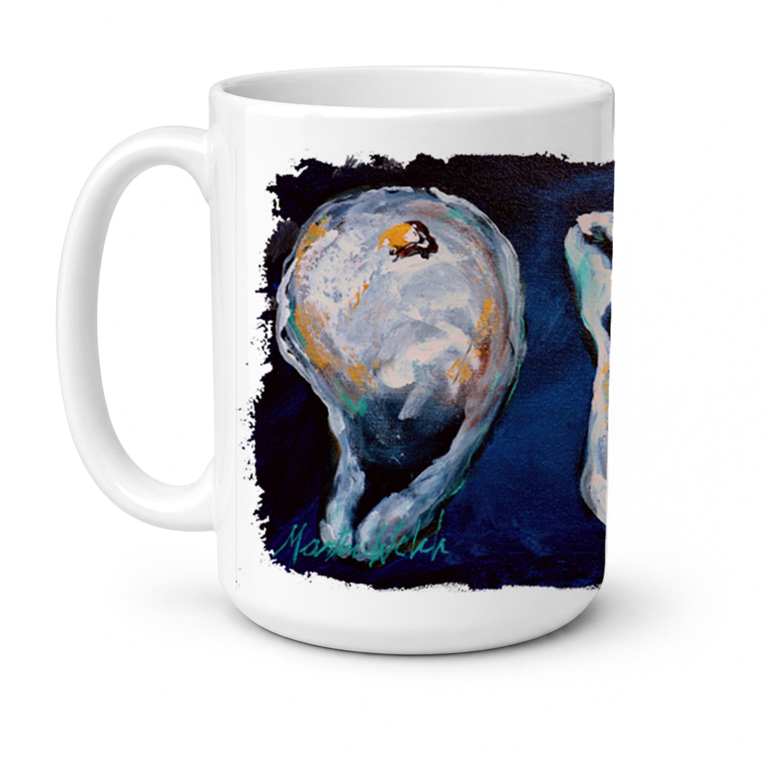 Oysters Give Me More Ceramic Coffee Mug 15 oz Decorative Large C Handle Mug Cup for Tea, Cocoa Hot Chocolate