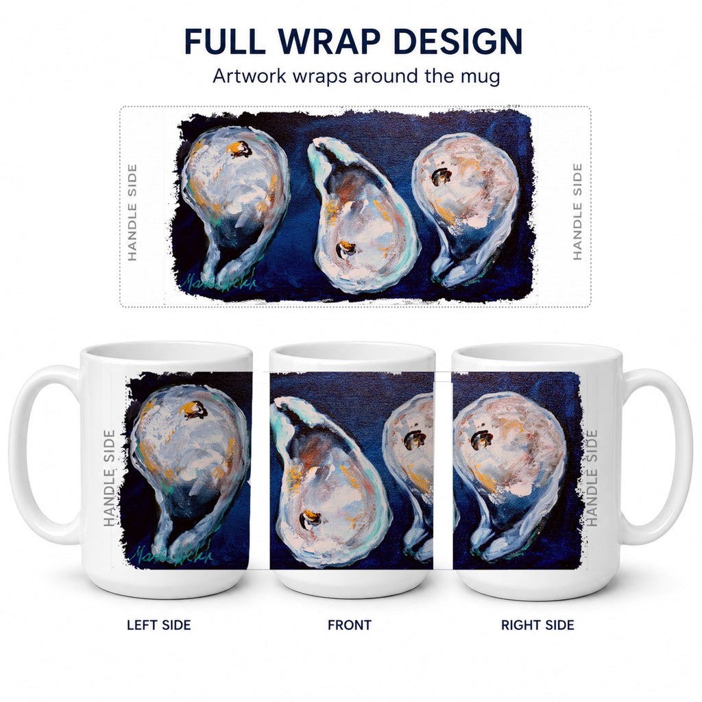Oysters Give Me More Ceramic Coffee Mug 15 oz Decorative Large C Handle Mug Cup for Tea, Cocoa Hot Chocolate
