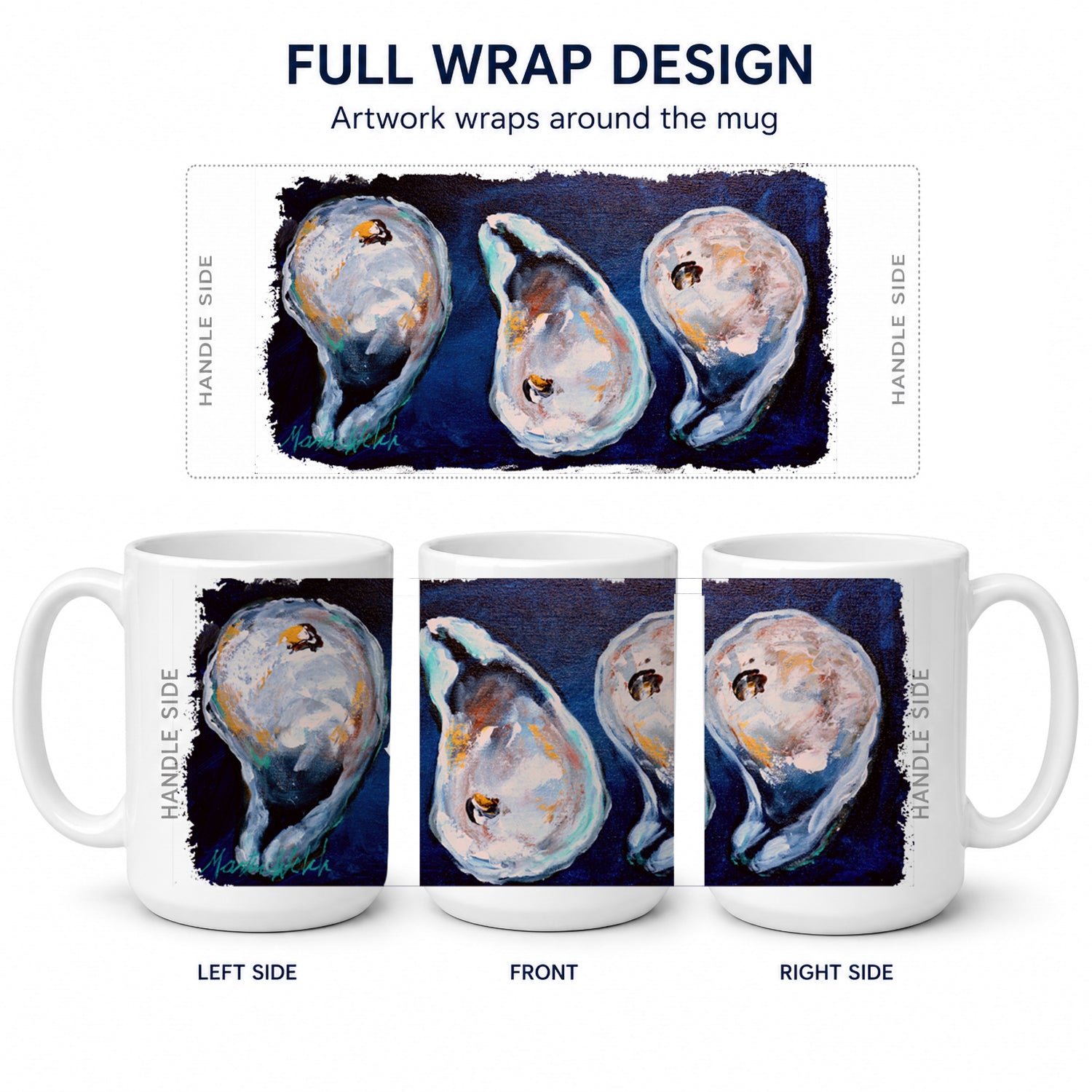 Oysters Give Me More Ceramic Coffee Mug 15 oz Decorative Large C Handle Mug Cup for Tea, Cocoa Hot Chocolate