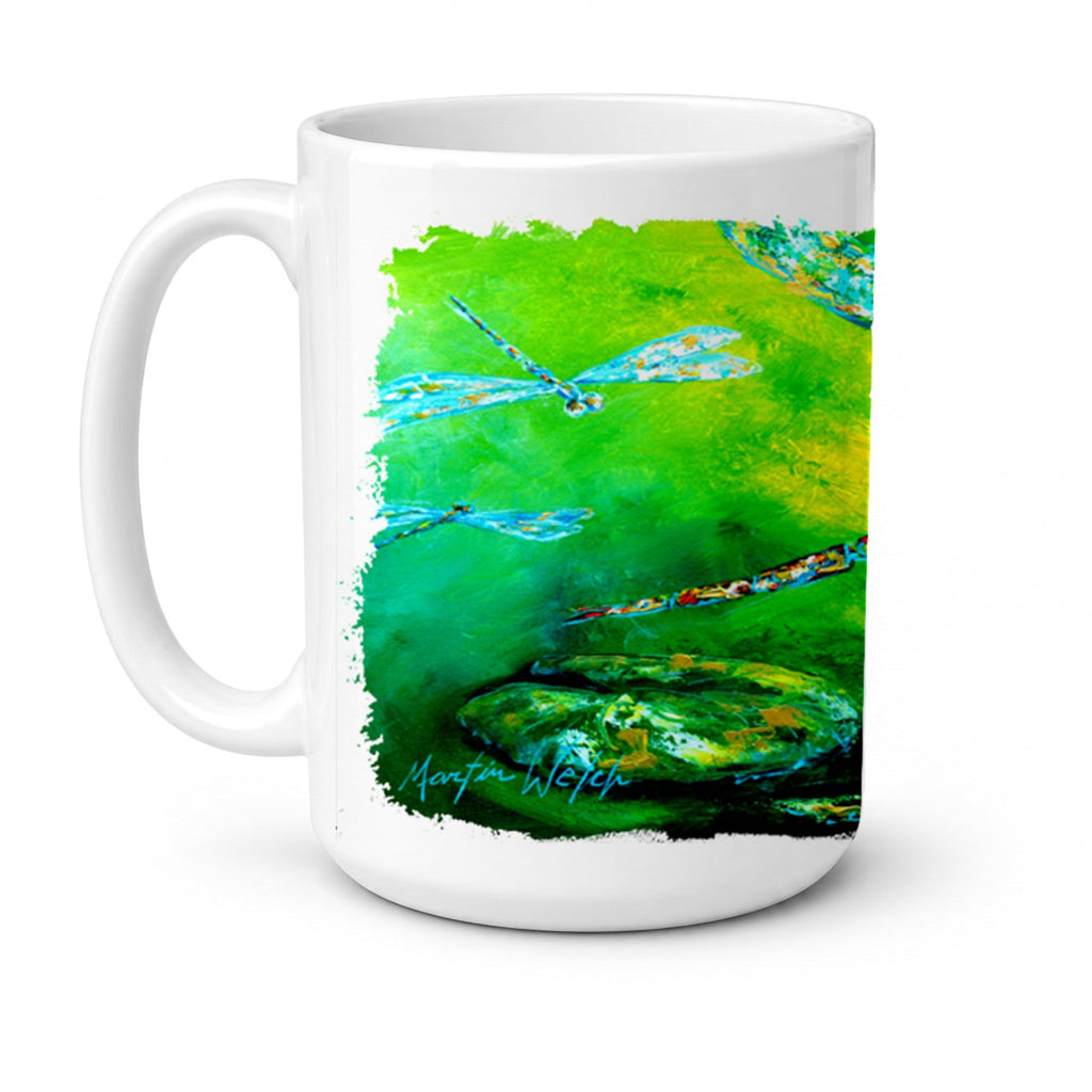 Dragonfly Summer Flies Ceramic Coffee Mug 15 oz Decorative Large C Handle Mug Cup for Tea, Cocoa Hot Chocolate