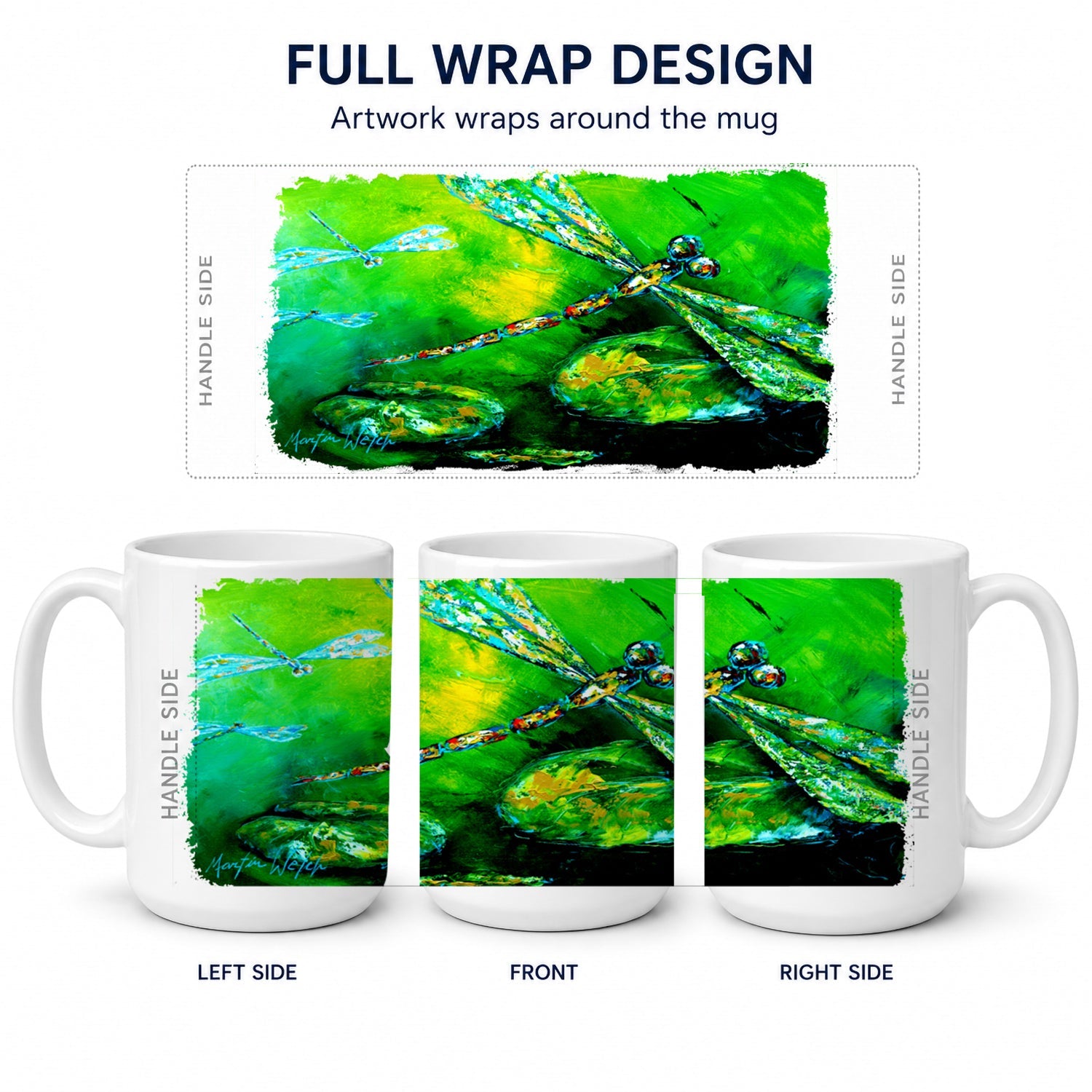 Dragonfly Summer Flies Ceramic Coffee Mug 15 oz Decorative Large C Handle Mug Cup for Tea, Cocoa Hot Chocolate