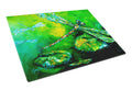Dragonfly Summer Flies Cutting Board Tempered Glass Kitchen Cutting Surface, Heat Resistant Chopping, Non-Slip Feet, Food Prep & Serving