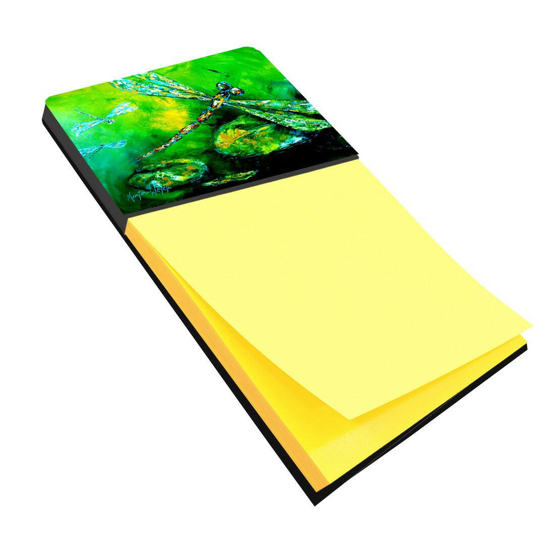 Dragonfly Summer Flies Watercolor Sticky Note Holder Refillable Dispenser Desk Accessory 3x3 Pad Gift