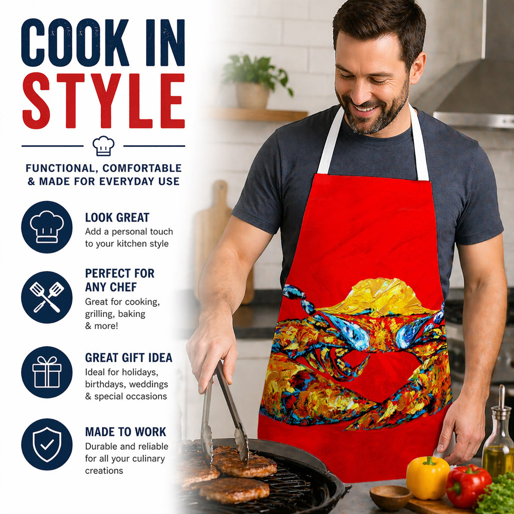 Crab Fat and Sassy Apron Cooking Kitchen Server Baking Crafts Gardening for Adult Women Men, Unisex, Large, Multicolor
