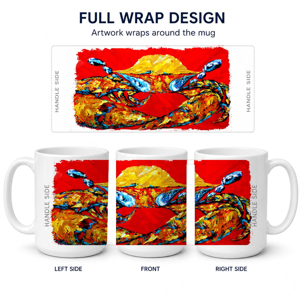Crab Fat and Sassy Ceramic Coffee Mug 15 oz Decorative Large C Handle Mug Cup for Tea, Cocoa Hot Chocolate