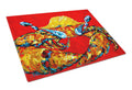 Crab Fat and Sassy Cutting Board Tempered Glass Kitchen Cutting Surface, Heat Resistant Chopping, Non-Slip Feet, Food Prep & Serving