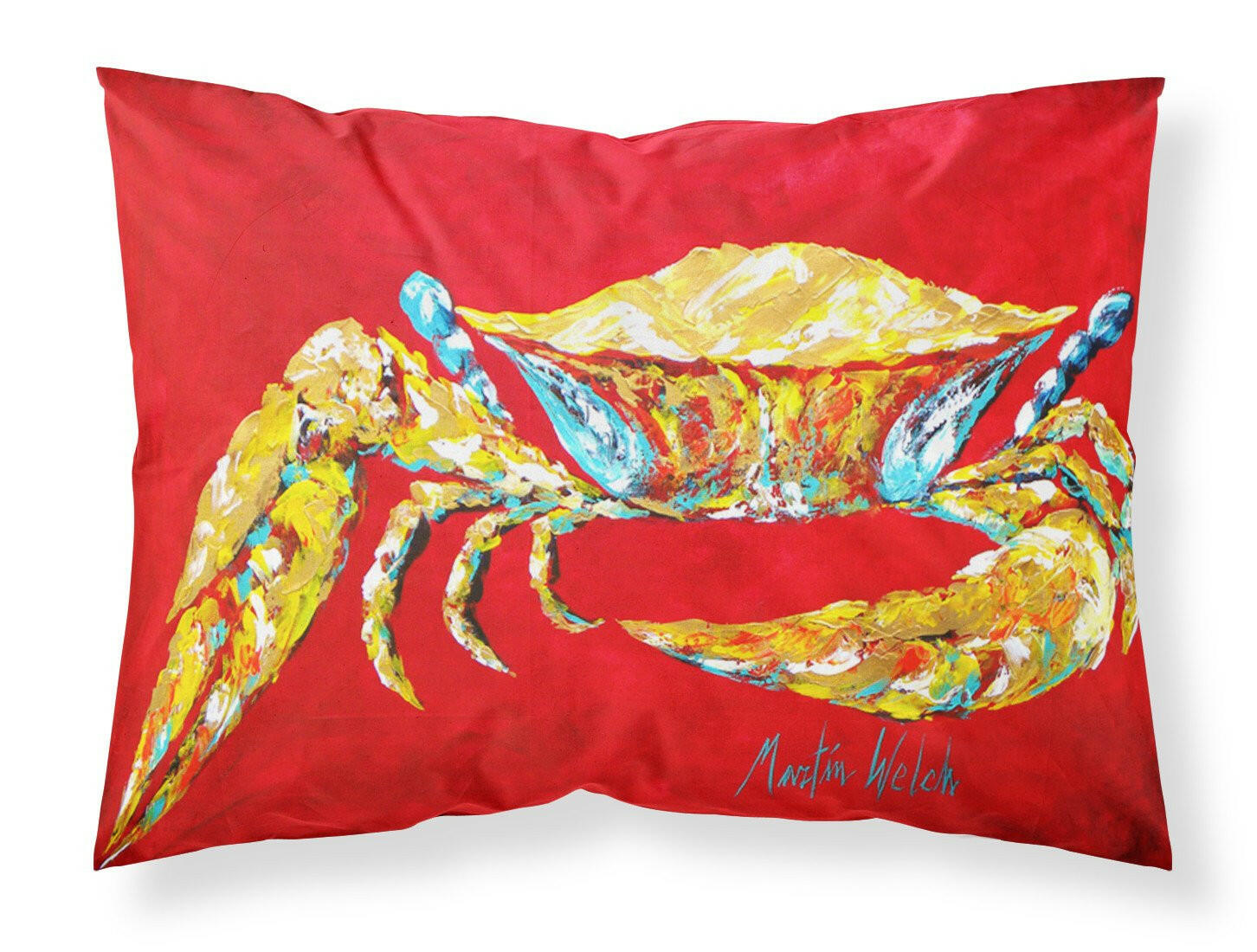 Crab Blue on Red, Sr Standard Pillowcase Lightweight Super Soft Easy Care Decorative Artwork Pillowcase, Standard