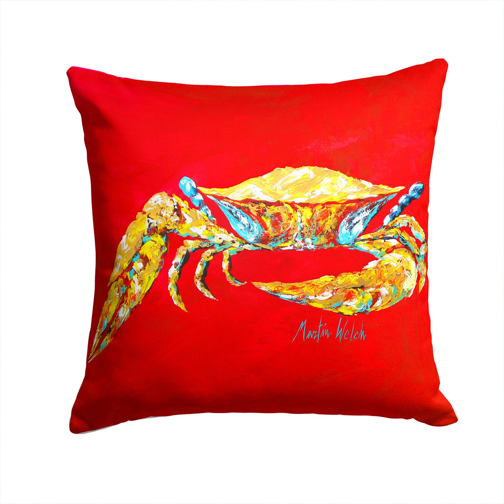 Crab Blue on Red, Sr Decorative Throw Pillow 14x14 Indoor Outdoor Accent Cushion, Fabric Cover with Insert for Sofa, Bed, Porch & Living Room