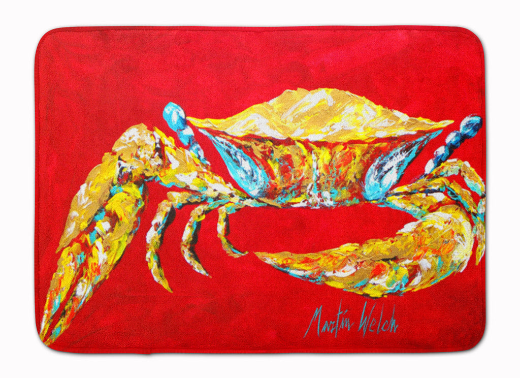 Crab Blue on Red, Sr Memory Foam Kitchen Mat Machine Washable Anti-Fatigue Cushion Comfort Bath or Kitchen Rug