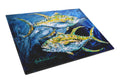 Fish - Tuna Tuna Blue Cutting Board Tempered Glass Kitchen Cutting Surface, Heat Resistant Chopping, Non-Slip Feet, Food Prep & Serving