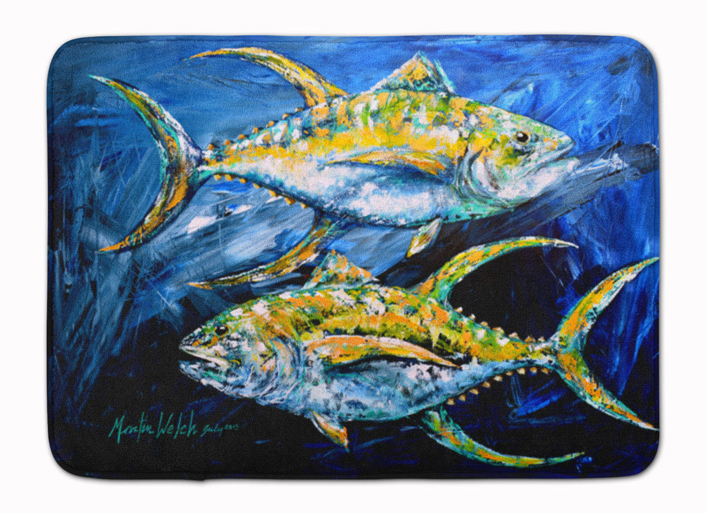Fish - Tuna Tuna Blue Memory Foam Kitchen Mat Machine Washable Anti-Fatigue Cushion Comfort Bath or Kitchen Rug