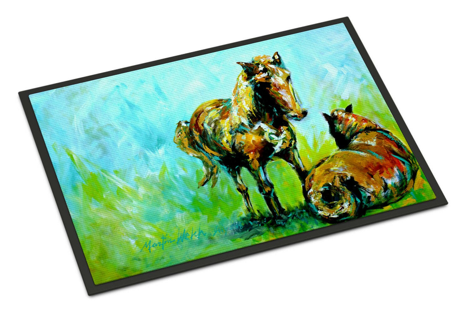 Horse Grazin Doormat Indoor Outdoor 18H X 27W Front Door Mat Rugs for Entryway, Non Slip Washable