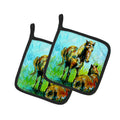 Horse Grazin Pot Holder Set of 2 Heat Resistant Quilted Hot Pads 7.5 x 7.5 Inch, Insulated Kitchen Trivets for Cooking & Baking