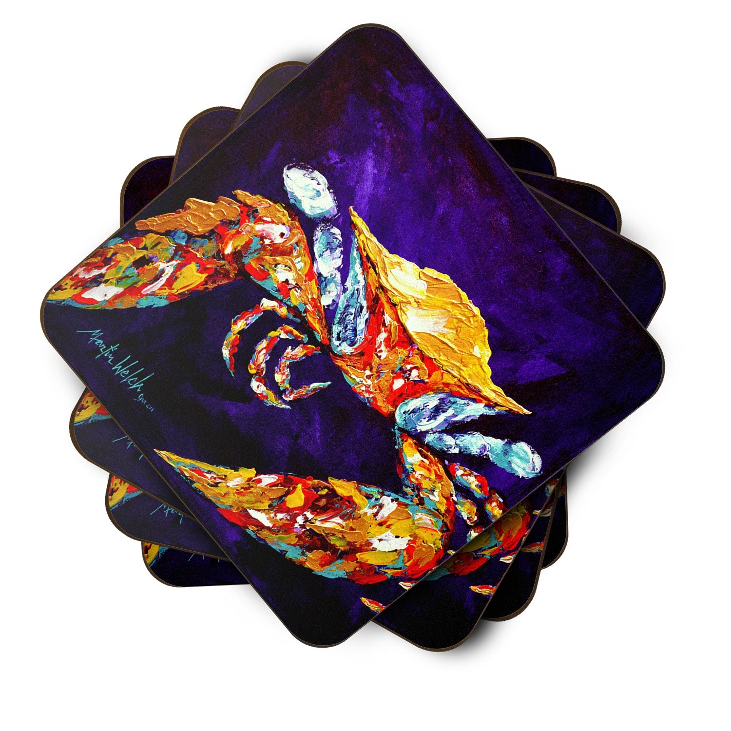 Crab The Right Stuff  Foam Coasters Set of 4 Cup Coasters for Indoor Outdoor, Tabletop Protection, Anti Slip, Mouse pad Material