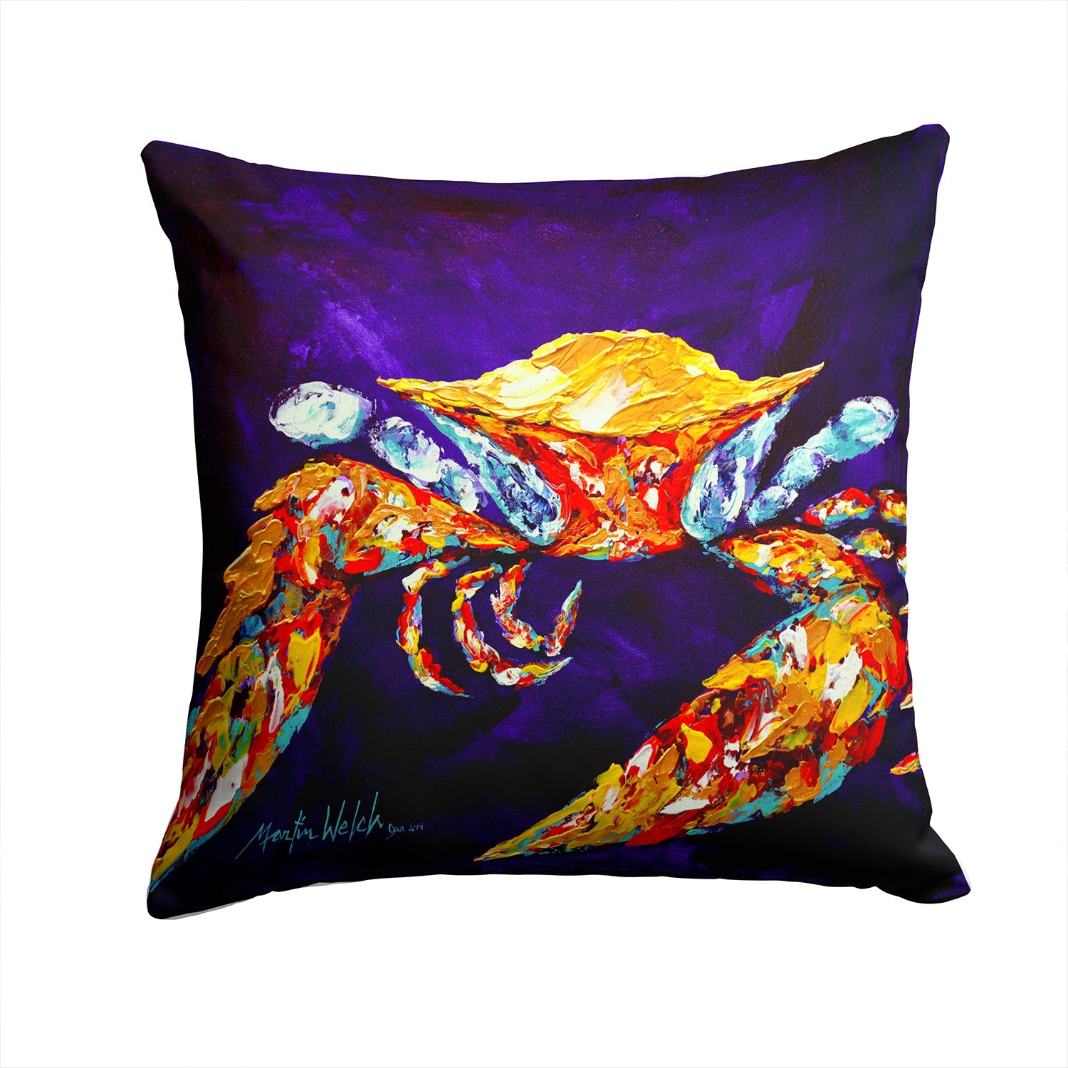 Crab The Right Stuff  Decorative Throw Pillow 14x14 Indoor Outdoor Accent Cushion, Fabric Cover with Insert for Sofa, Bed, Porch & Living Room
