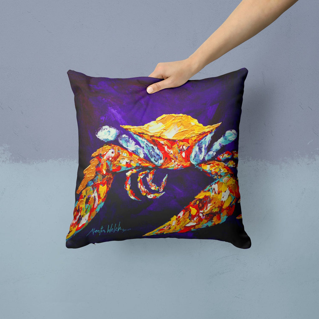 Crab The Right Stuff  Decorative Throw Pillow 14x14 Indoor Outdoor Accent Cushion, Fabric Cover with Insert for Sofa, Bed, Porch & Living Room