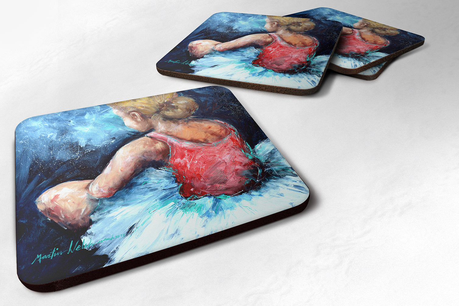 Ballet Star Struck Foam Coasters Set of 4 Cup Coasters for Indoor Outdoor, Tabletop Protection, Anti Slip, Mouse pad Material