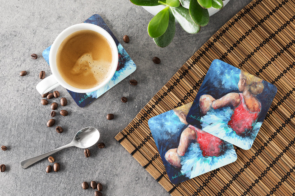 Ballet Star Struck Foam Coasters Set of 4 Cup Coasters for Indoor Outdoor, Tabletop Protection, Anti Slip, Mouse pad Material