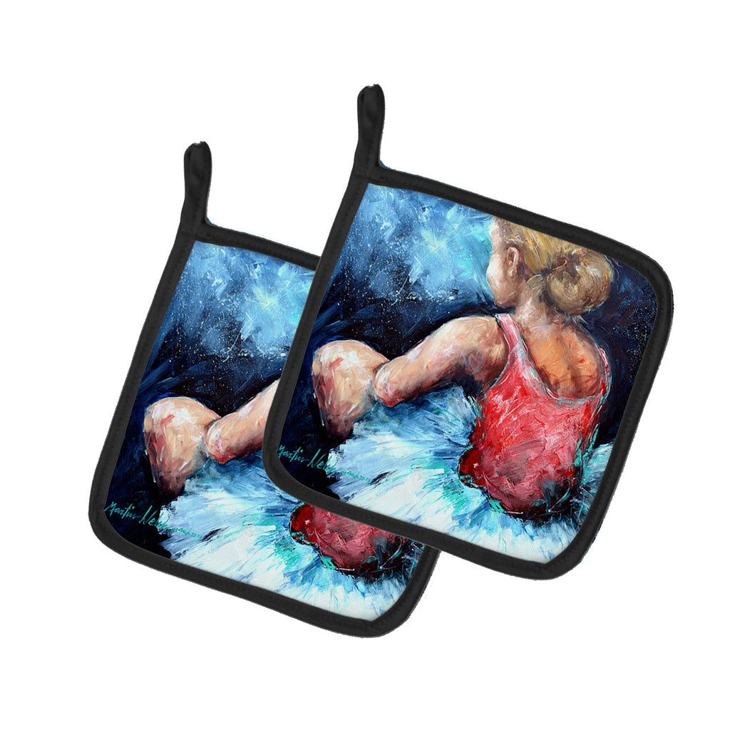 Ballet Star Struck Pot Holder Set of 2 Heat Resistant Quilted Hot Pads 7.5 x 7.5 Inch, Insulated Kitchen Trivets for Cooking & Baking