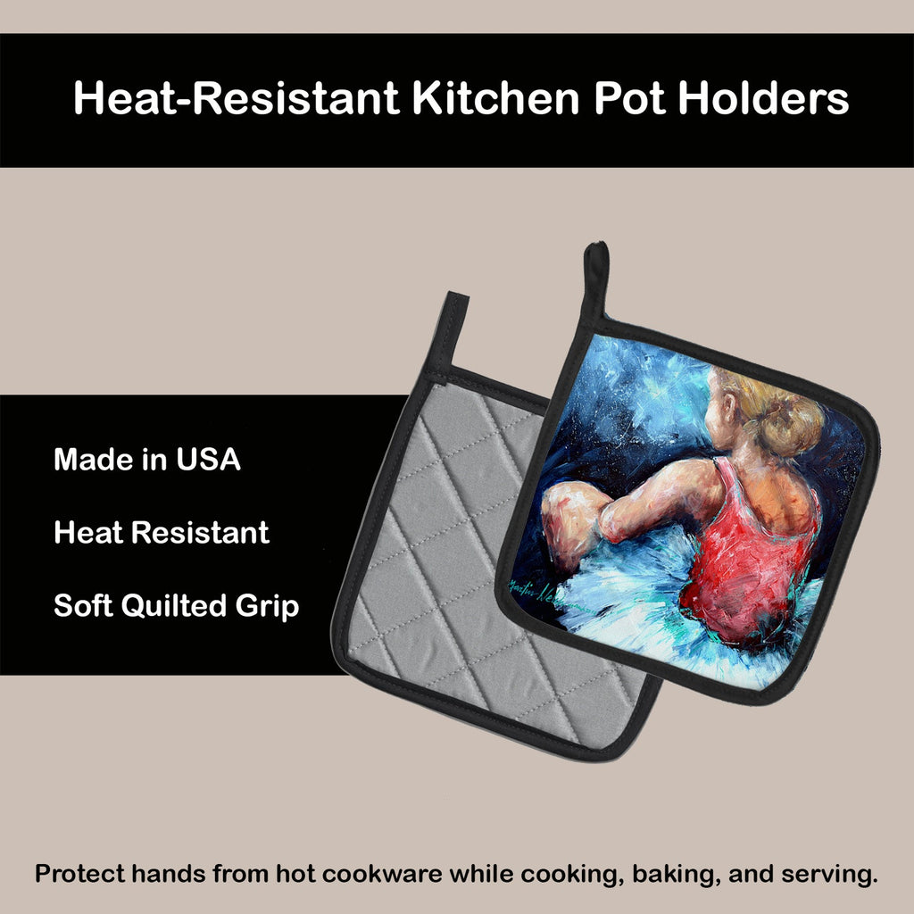 Ballet Star Struck Pot Holder Set of 2 Heat Resistant Quilted Hot Pads 7.5 x 7.5 Inch, Insulated Kitchen Trivets for Cooking & Baking