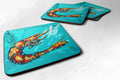 Shrimp Teal Splish Splash Foam Coasters Set of 4 Cup Coasters for Indoor Outdoor, Tabletop Protection, Anti Slip, Mouse pad Material