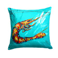 Shrimp Teal Splish Splash Decorative Throw Pillow 14x14 Indoor Outdoor Accent Cushion, Fabric Cover with Insert for Sofa, Bed, Porch & Living Room