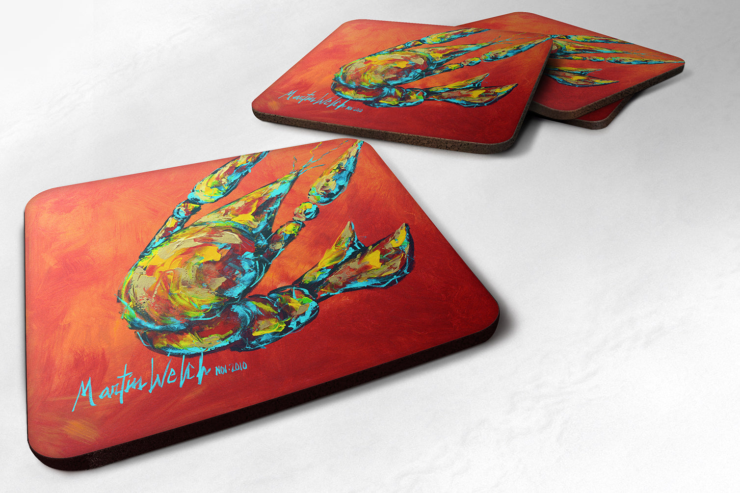 Crawfish Spicy Craw  Foam Coasters Set of 4 Cup Coasters for Indoor Outdoor, Tabletop Protection, Anti Slip, Mouse pad Material