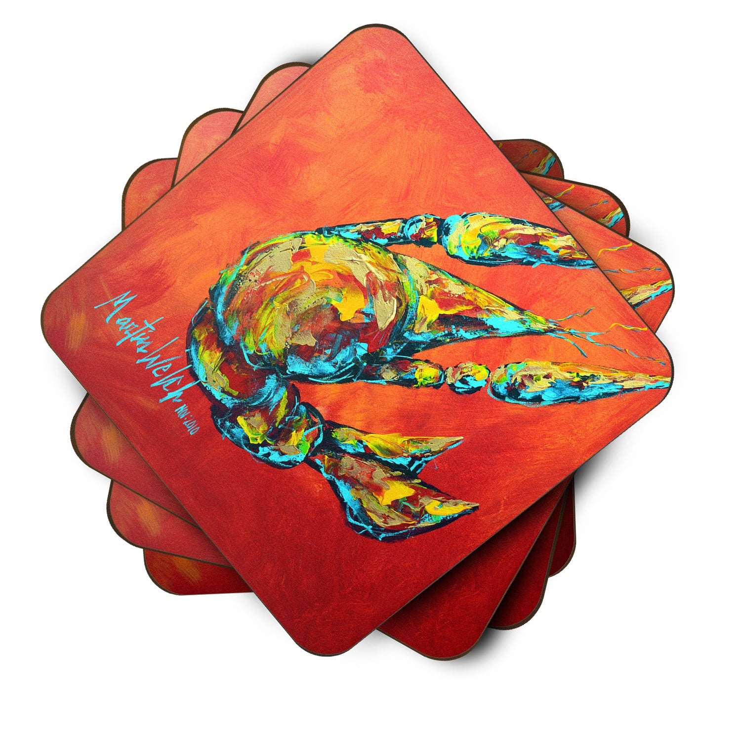 Crawfish Spicy Craw  Foam Coasters Set of 4 Cup Coasters for Indoor Outdoor, Tabletop Protection, Anti Slip, Mouse pad Material