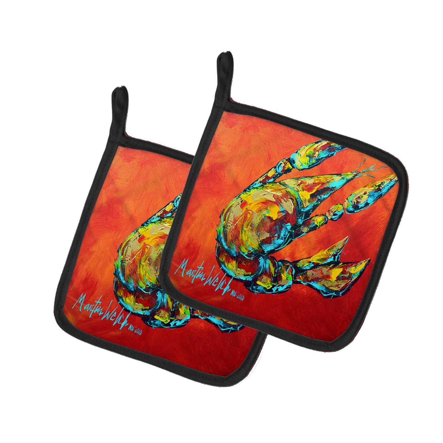 Crawfish Spicy Craw  Pot Holder Set of 2 Heat Resistant Quilted Hot Pads 7.5 x 7.5 Inch, Insulated Kitchen Trivets for Cooking & Baking