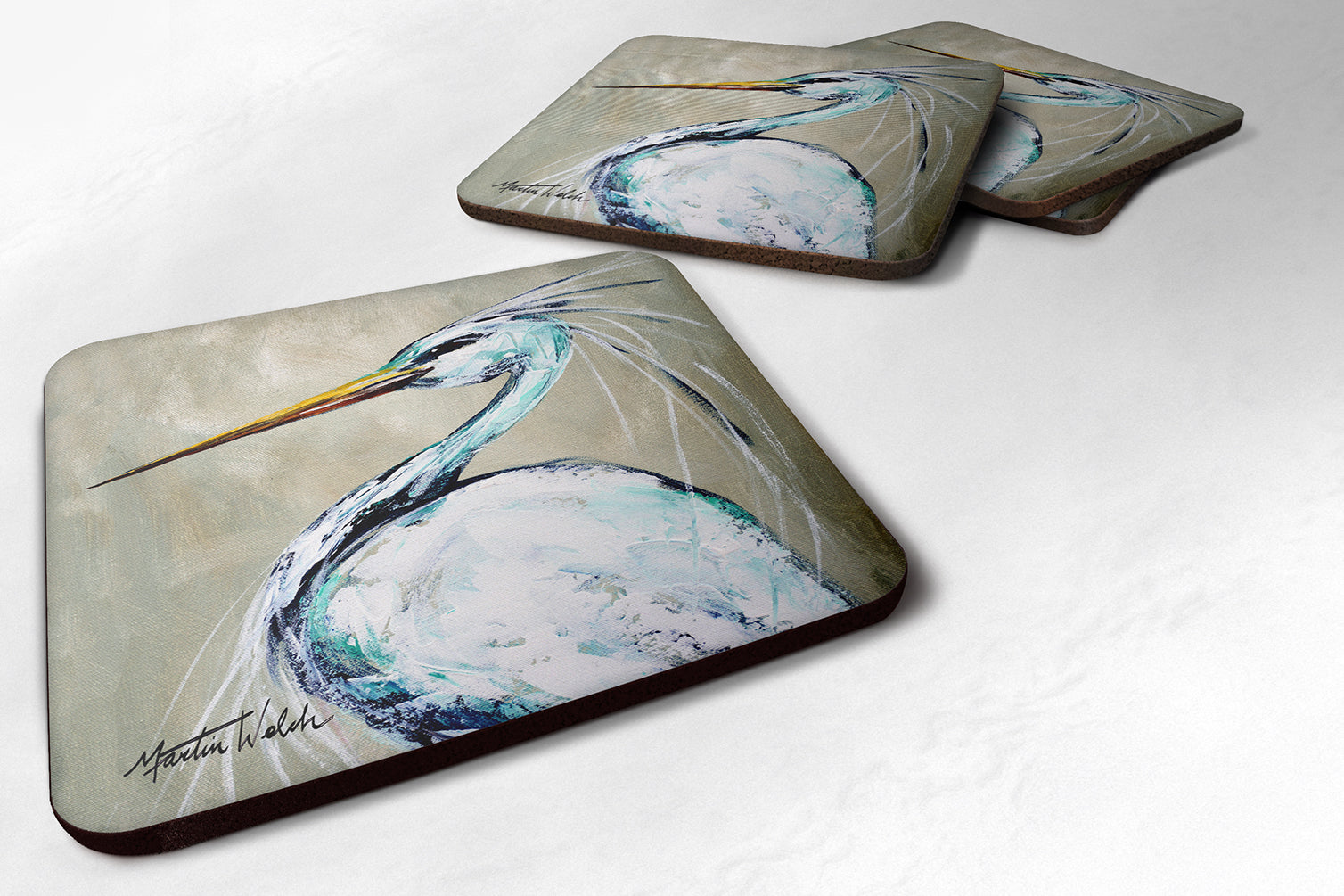 Blue Heron Smitty's Brother Foam Coasters Set of 4 Cup Coasters for Indoor Outdoor, Tabletop Protection, Anti Slip, Mouse pad Material