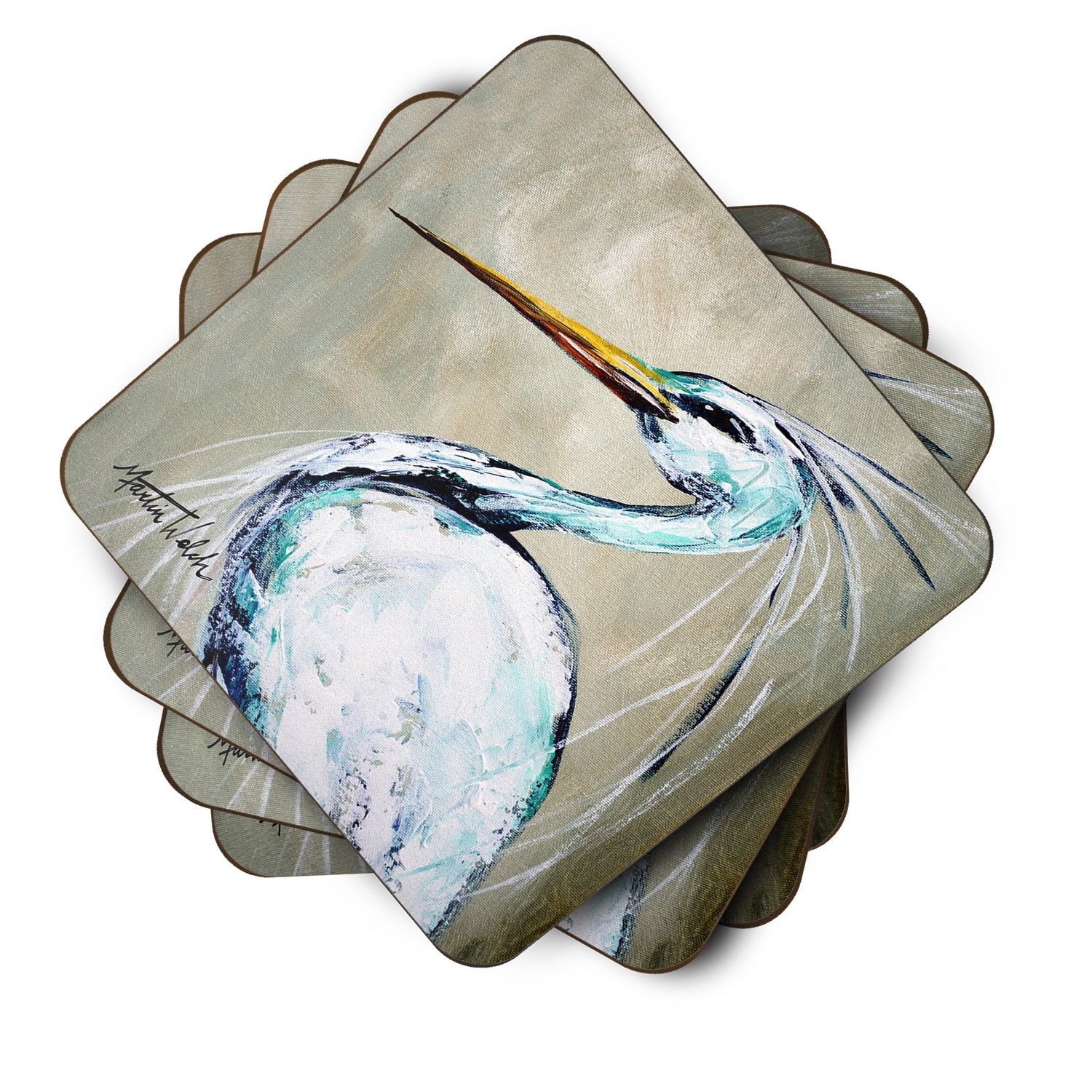 Blue Heron Smitty's Brother Foam Coasters Set of 4 Cup Coasters for Indoor Outdoor, Tabletop Protection, Anti Slip, Mouse pad Material