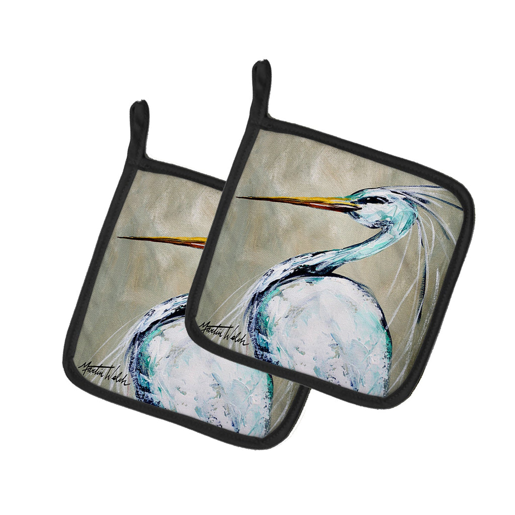 Blue Heron Smitty's Brother Pot Holder Set of 2 Heat Resistant Quilted Hot Pads 7.5 x 7.5 Inch, Insulated Kitchen Trivets for Cooking & Baking