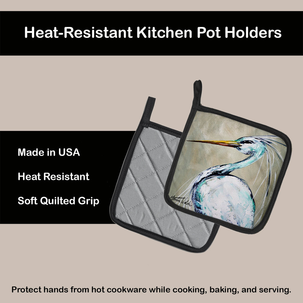 Blue Heron Smitty's Brother Pot Holder Set of 2 Heat Resistant Quilted Hot Pads 7.5 x 7.5 Inch, Insulated Kitchen Trivets for Cooking & Baking