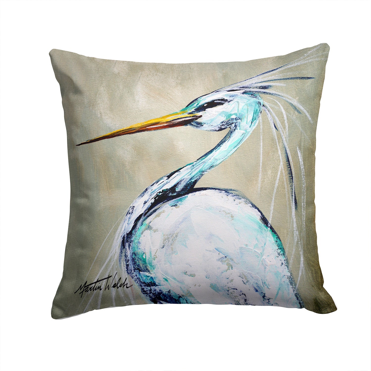 Blue Heron Smitty's Brother Decorative Throw Pillow 14x14 Indoor Outdoor Accent Cushion, Fabric Cover with Insert for Sofa, Bed, Porch & Living Room