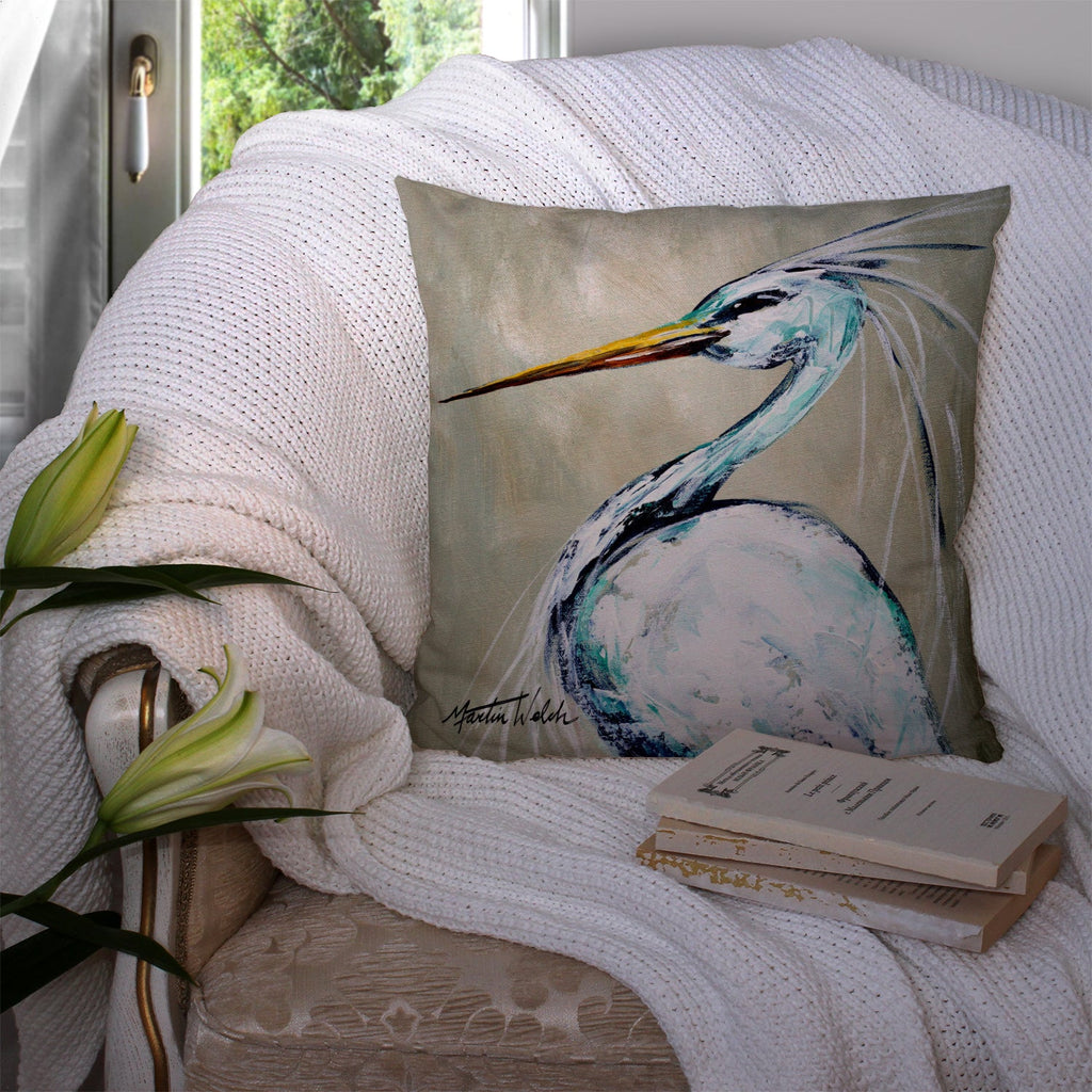 Blue Heron Smitty's Brother Decorative Throw Pillow 14x14 Indoor Outdoor Accent Cushion, Fabric Cover with Insert for Sofa, Bed, Porch & Living Room
