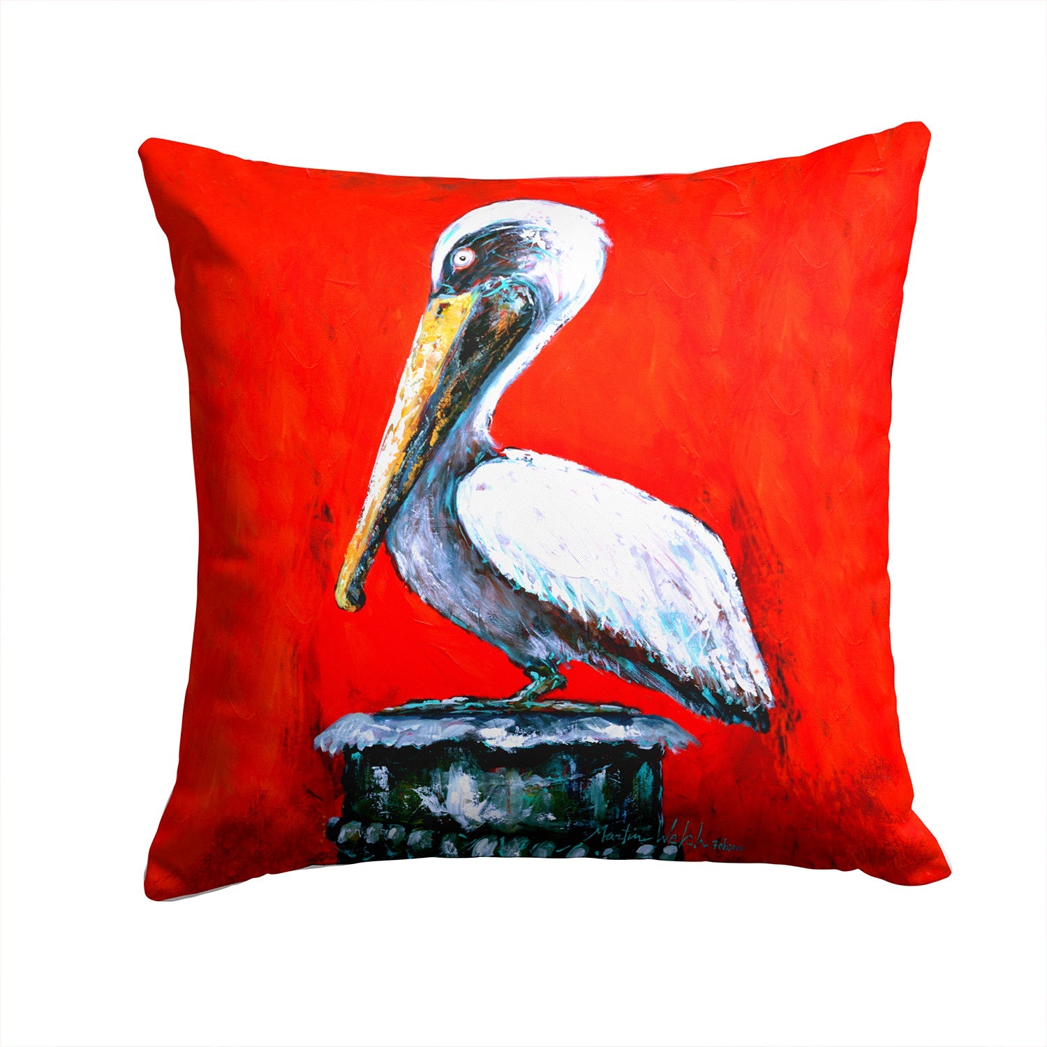Bird - Pelican Red Dawn Decorative Throw Pillow 14x14 Indoor Outdoor Accent Cushion, Fabric Cover with Insert for Sofa, Bed, Porch & Living Room