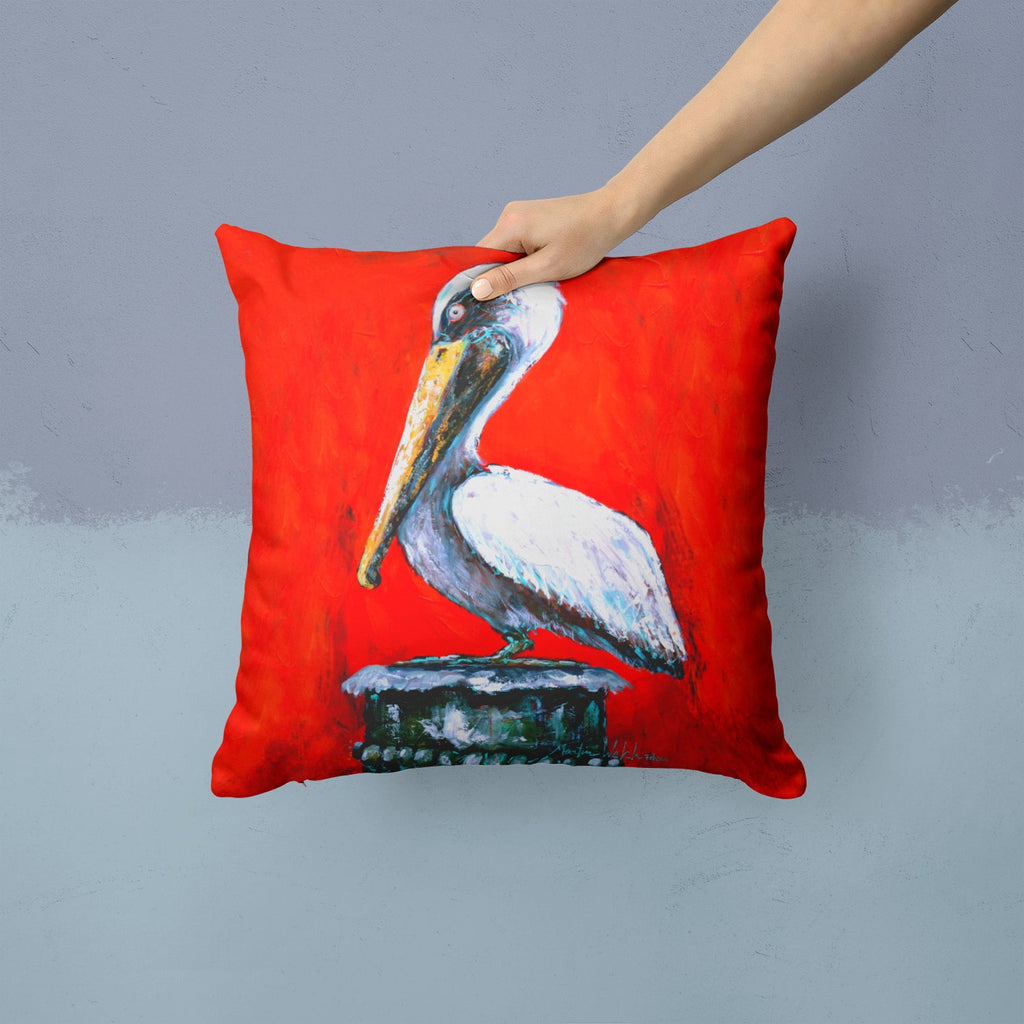 Bird - Pelican Red Dawn Decorative Throw Pillow 14x14 Indoor Outdoor Accent Cushion, Fabric Cover with Insert for Sofa, Bed, Porch & Living Room